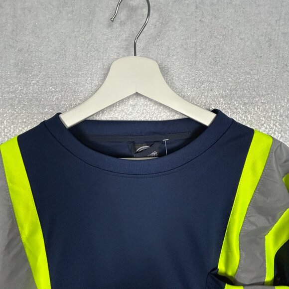 Safety Shirt Mens‎ XL Long Sleeve Reflective Jersey Navy Green Pepsi - Picture 4 of 14